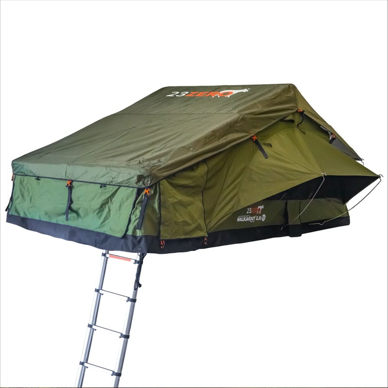 23zero rooftop tent walkabout 72 closed right side view with ladder