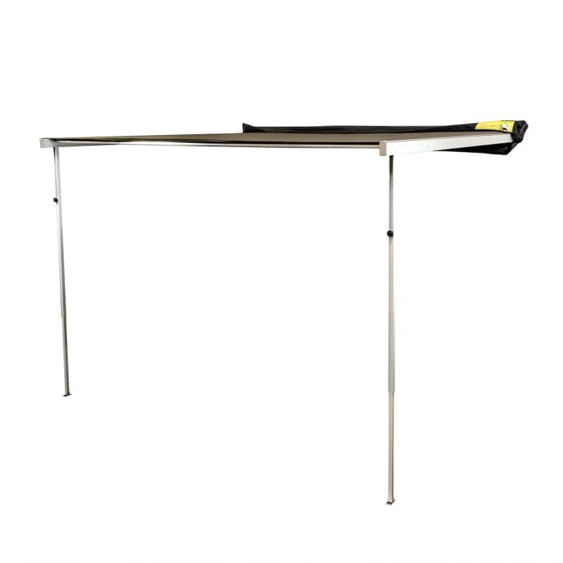Eez swift awning front left view open with legs set up
