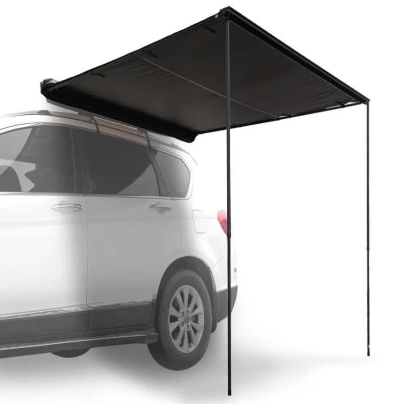 23zero Bushman Car Awning Bottom Right View Open on SUV With Black Underside