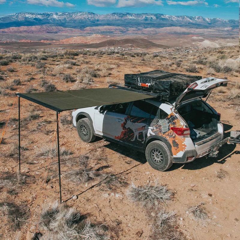 23zero Auto Awning Top Left Arial View Setup in Desert