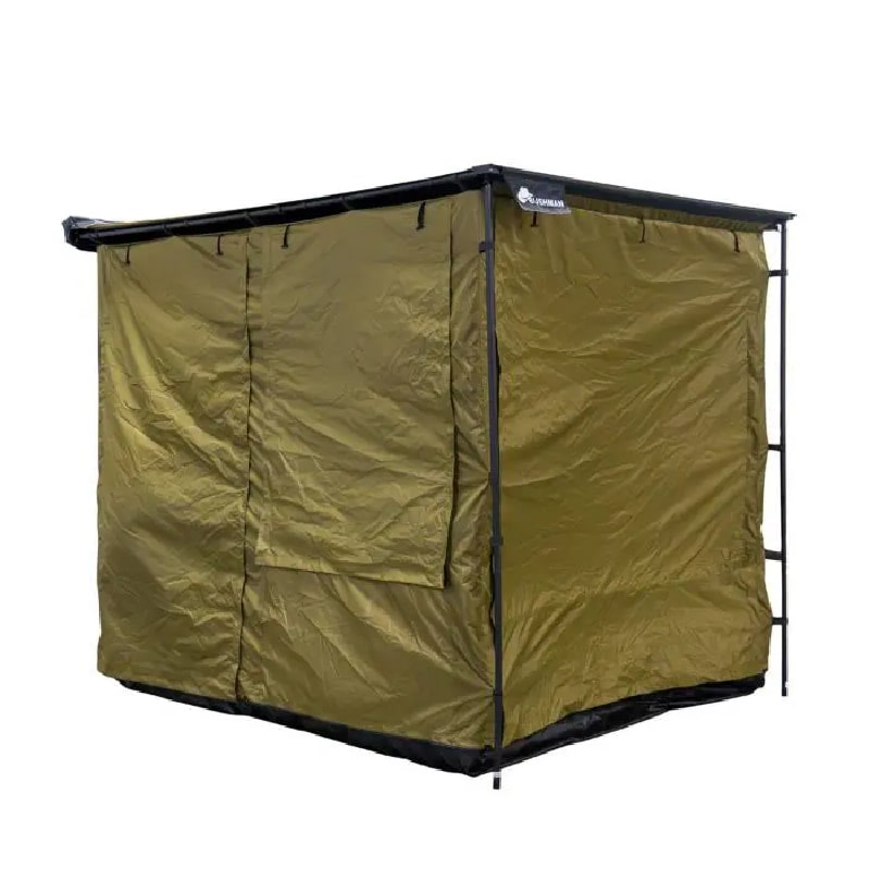 23zero Awning Bushman Room Front View Closed in Olive Green