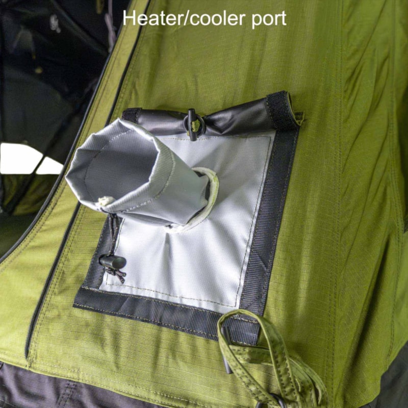 23zero vehicle top tent walkabout 72 heater cooler port close up view