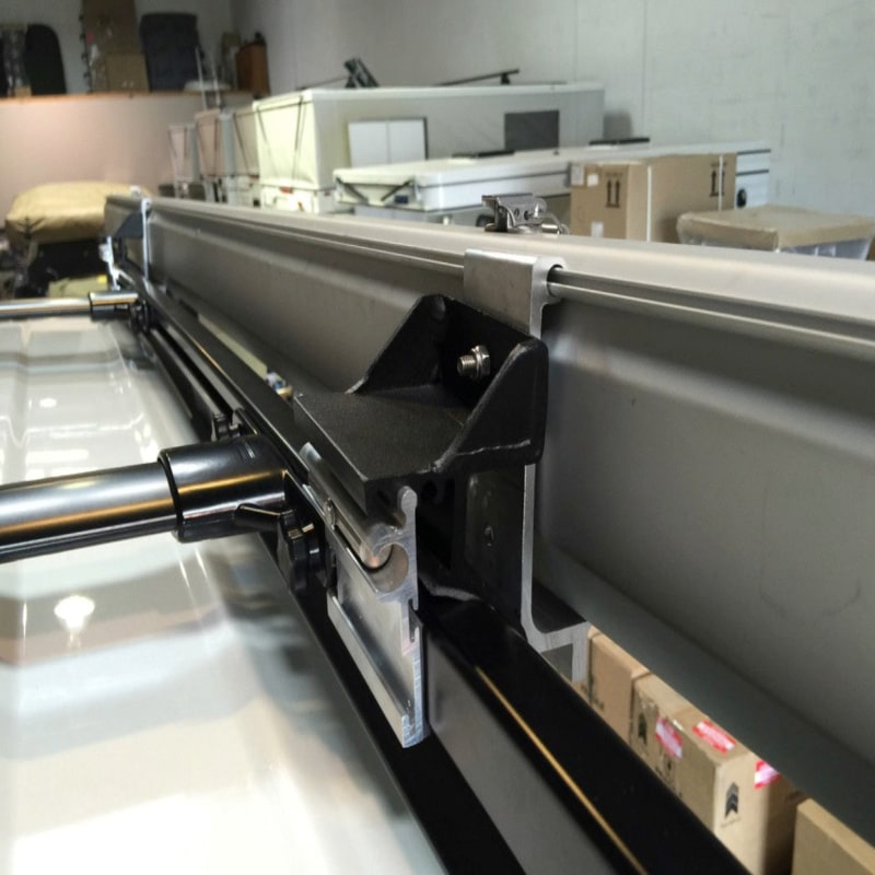 Eezi awning brackets series 2000 g clamp with mount on suv bar rear left view in warehouse