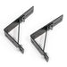 Eezi awning l bracket with diagonal brace in black metal top side view on white background