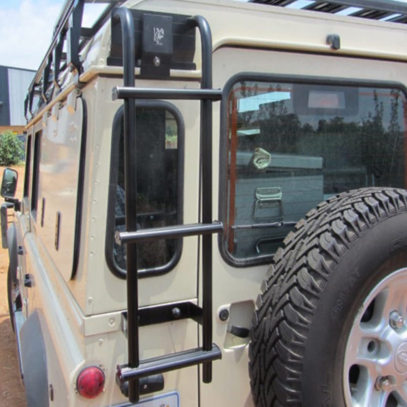 Eeziawn k9 jeep roof rack ladder rear view on jeep
