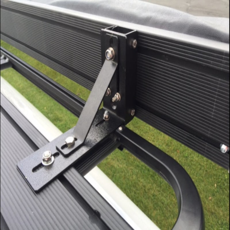 Eezi overlanding c channel bracket with l bracket mounted on rack