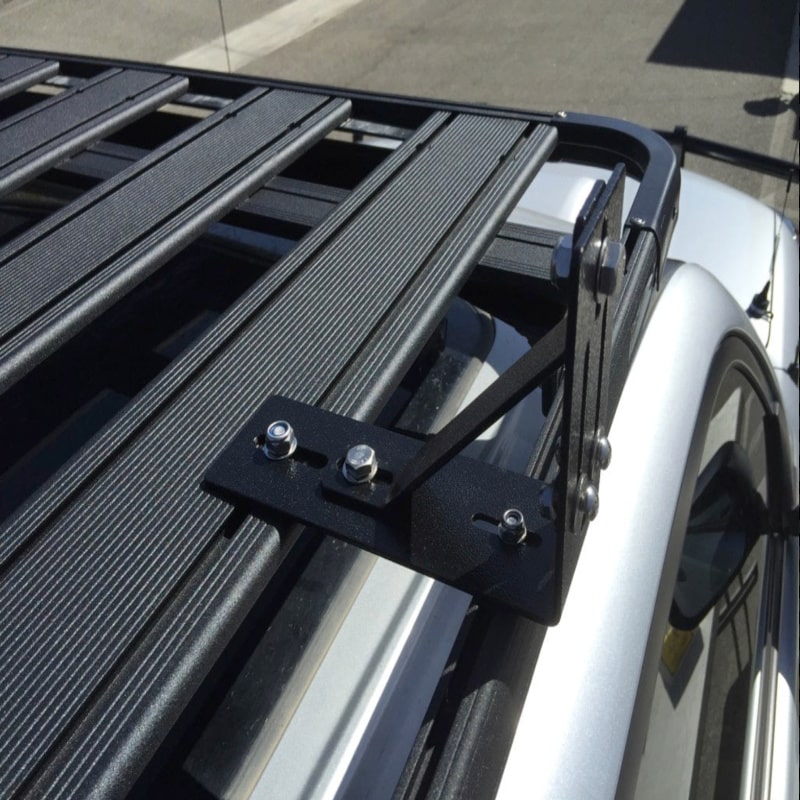 Eezi over landing c channel bracket with l bracket mounted on rack upward top view