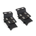 Eezi universal awning mounts top front view of 2 black metal brackets with screws as a pair