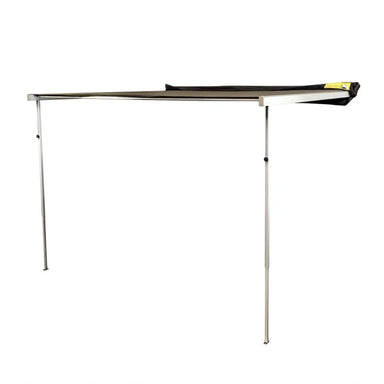 Eez swift awning front left view open with legs set up