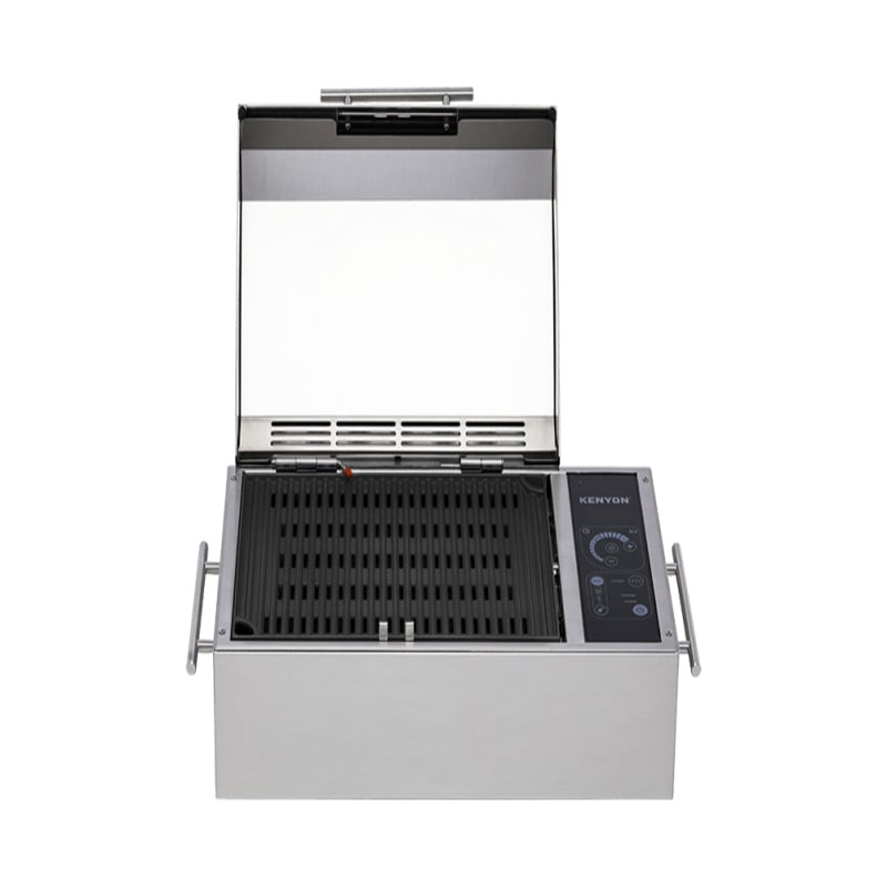 Kenyon Electric Grill Portable Touch in Stainless Steel Open Lid Front View