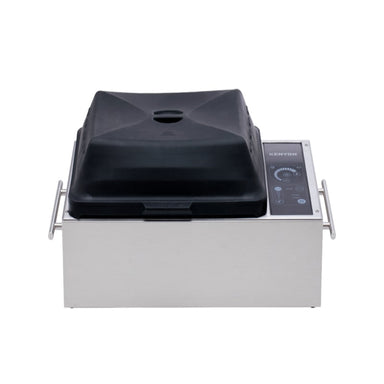 Kenyon Electric Grill Silken Intelliken Touch in Stainless Steel Front View with Closed Silicone Lid