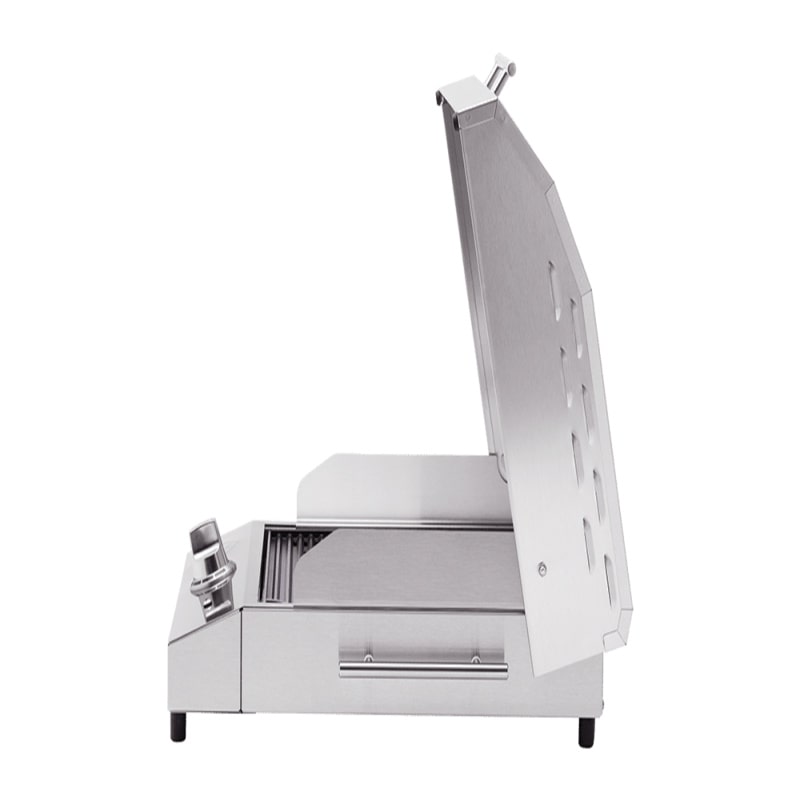 Kenyon Portable Grill G2 in Stainless Steel Lid Open Right Side View