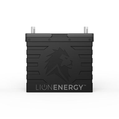 Lion Energy UT bth 1300 lithium batteries in black front view on white background