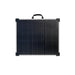 Lion Energy solar panel 100w 12v in black folded with carry handle front view on white background