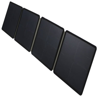 Lion Energy solar panel 50w 12v in black front right view on white background