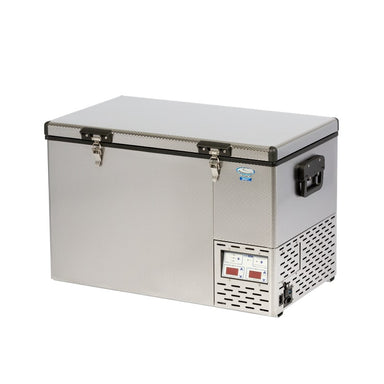 Luna 90l refrigerator dual zone front left view closed on white background