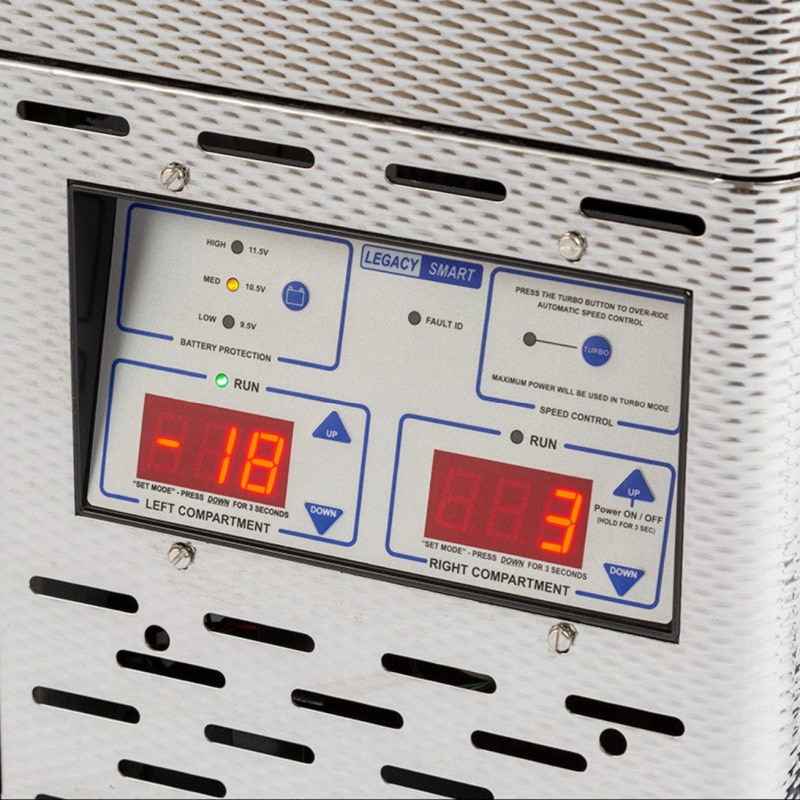 Luna 90l refrigerator dual zone smart control panel close up