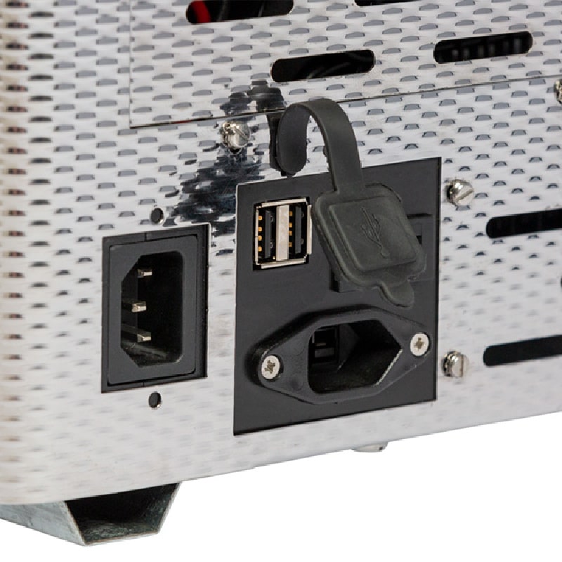 Luna mini fridge 50l dual control adaptor panel close up