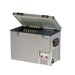 Luna refrigerator 50l dual control in metallic stainless steel silver front left view open