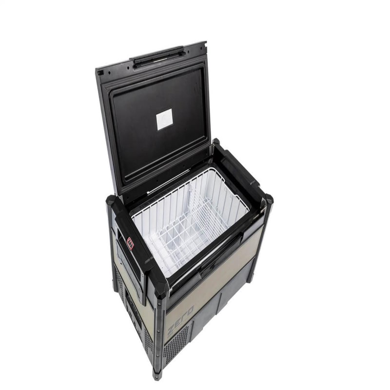 arb 12v fridge 63 zero top right view open single compartment with inside rack