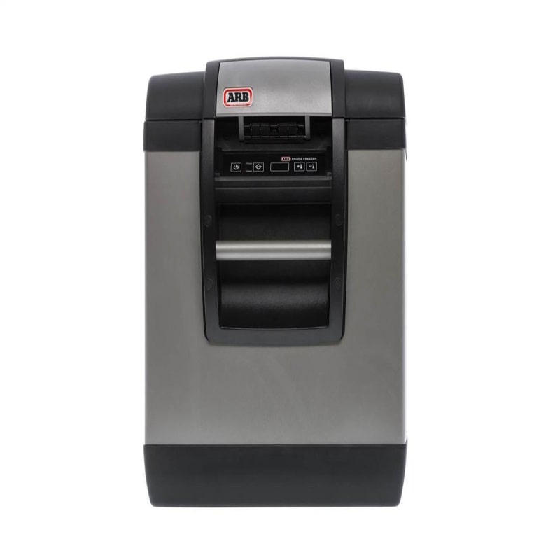 arb 12v fridge classic 63 front view control panel with front handle in gunmetal