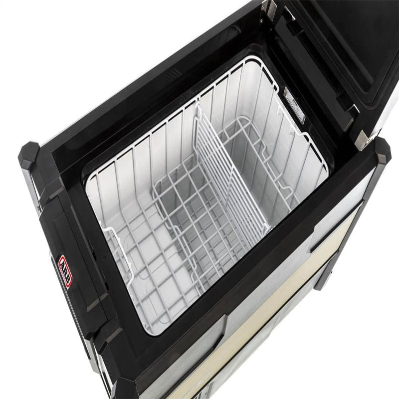 arb 12v fridge zero 47 top view open closeup single compartment with rack inside