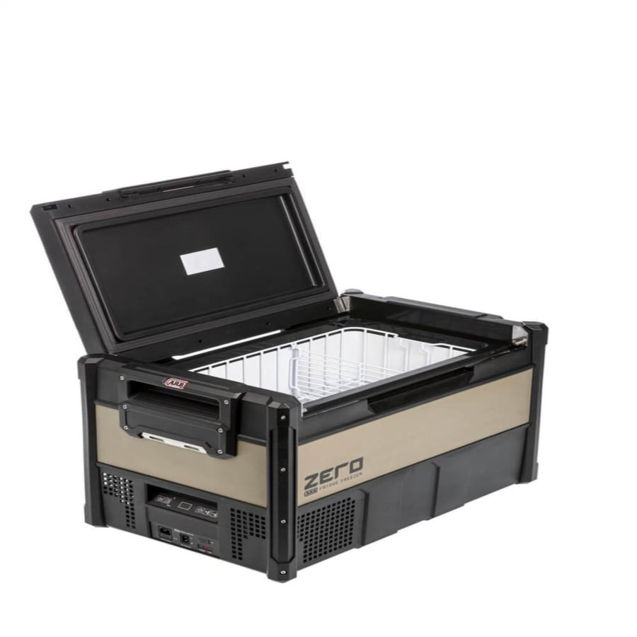 arb portable freezer 63 zero front right view open showing single compartment with inside rack