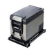 arb portable freezer classic tied down to slide with cinch strap front left view