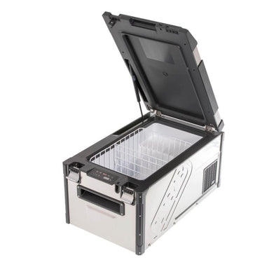 arb portable freezer elements 63 front left view open with single compartment and rack
