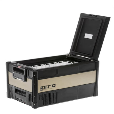 arb portable freezer zero 47 in tan and black front left view open