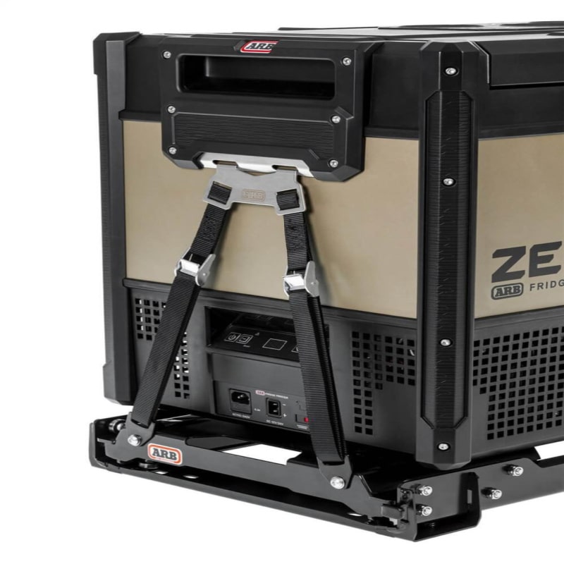 arb portable freezer zero tie down kit hooked to slide left view