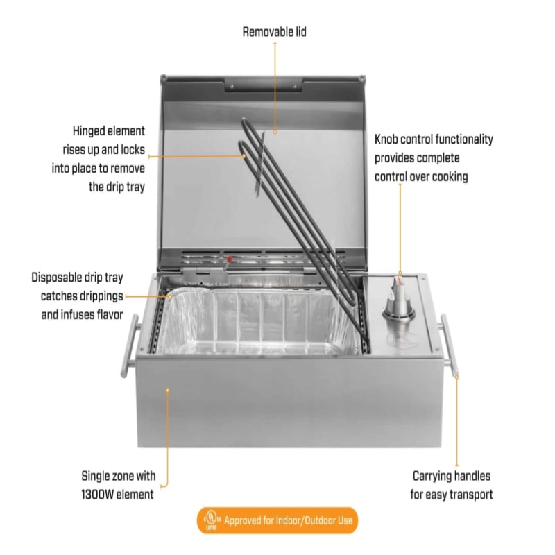 Kenyon City Tailgate Grill with Features Open Lid Front View