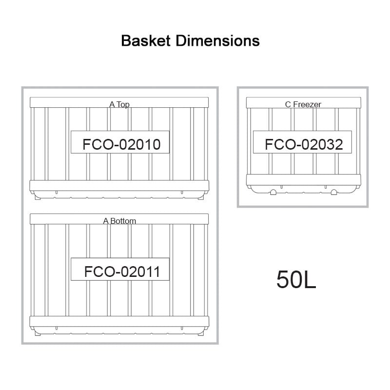 luna fridge 50l dual control basket diagram